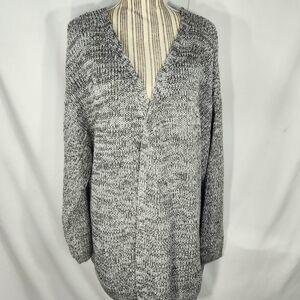 Dex Grey & White Open Front Long Sleeve Lace Up Back Cardigan Plus Size 3X